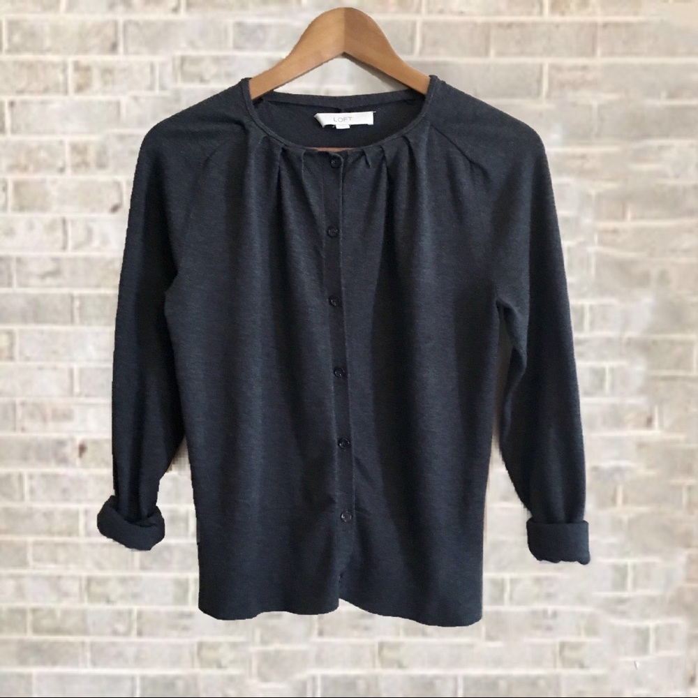 LOFT Charcoal Gray Cardigan